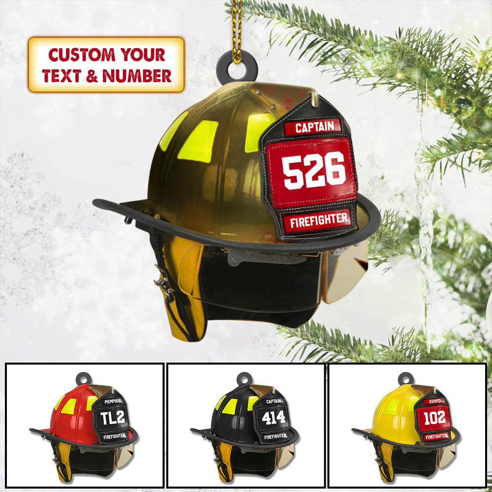 Firefighter's Helmet Personalized Acrylic Ornament, UOND, Made By Acrylic And The 2 Sides Are The Same