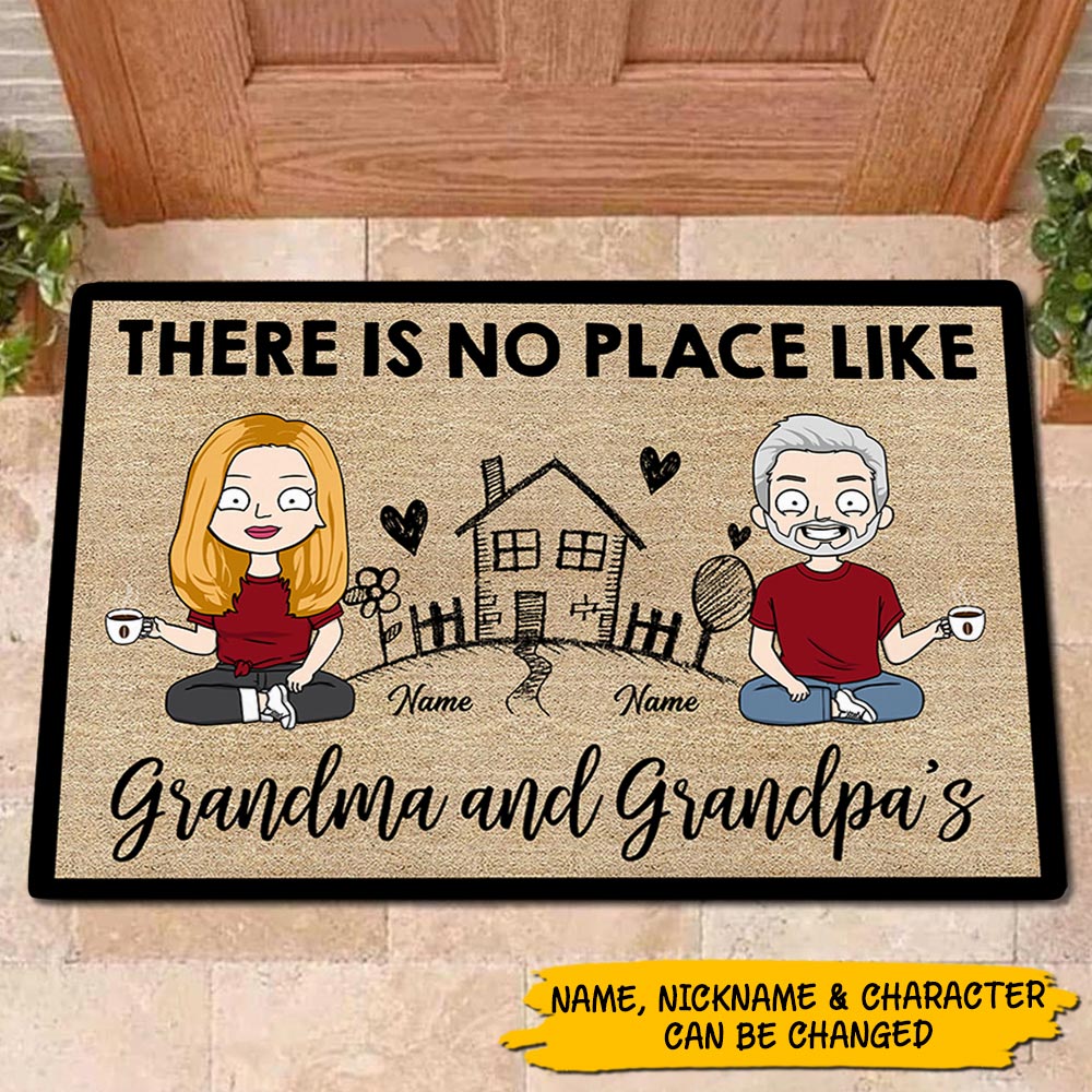 There Is No Place Like Grandma and Grandpa's Lovely House Personalized Doormat For Grandparents HN98 HUTS