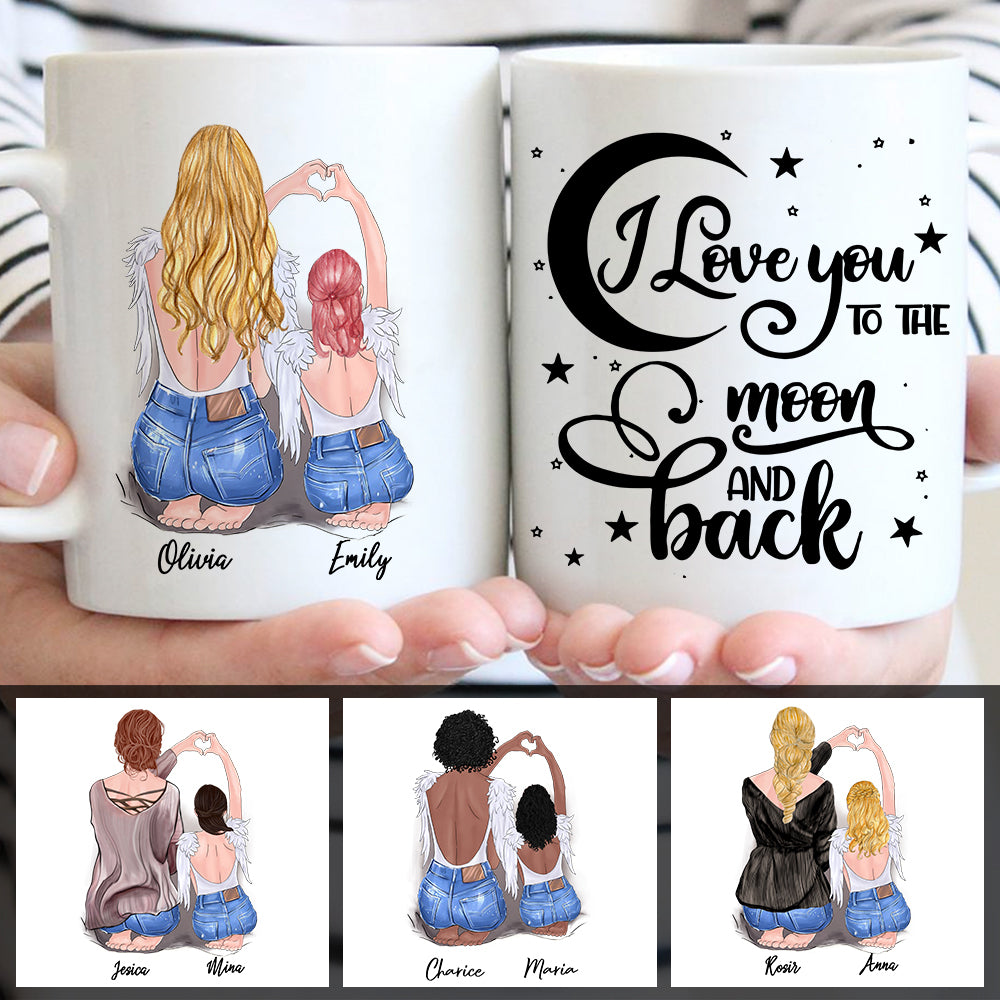 Personalized I Love You To The Moon & Back Mug For Mom From Daughter - LIHD ( D - M )