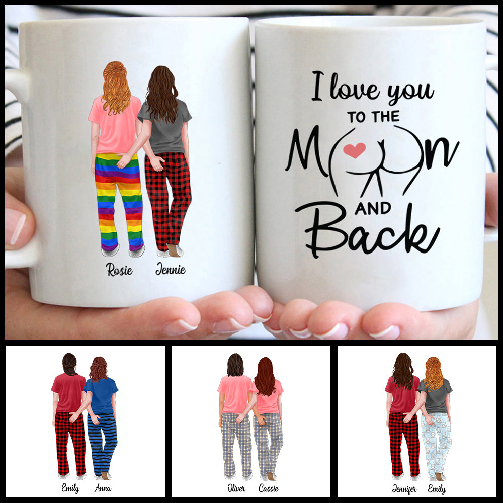 Funny Custom LGBT Mug, Les Pride Mug, I love you to the Moon & Back, Anniversary Gift, Valentine's Day Gift, Christmas Gift for Lesbian - HG98 - UOND