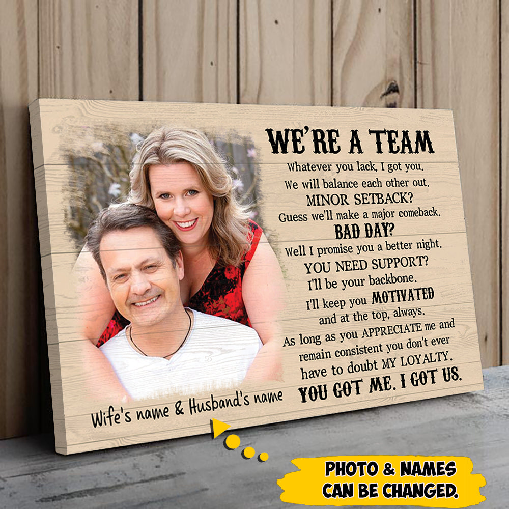 Custom We're A Team Poster & Canvas, Perfect Gift for Couples, Picture and Name Can Be Changed - DO99