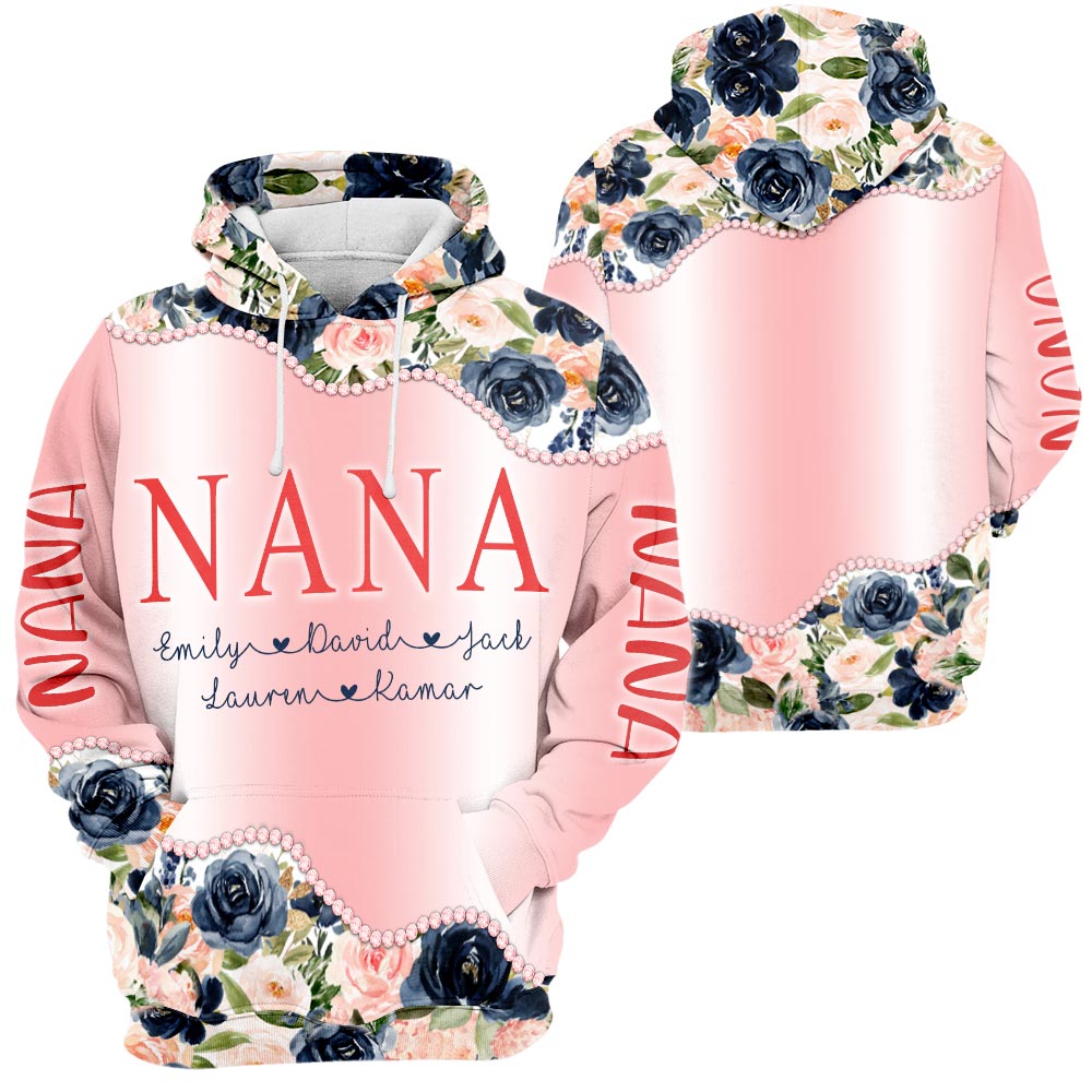 Personalized Grandma Flower All Over Print Shirts Gifts For Grandma Nana For Birthday Mothers Day Anniversary, Huts
