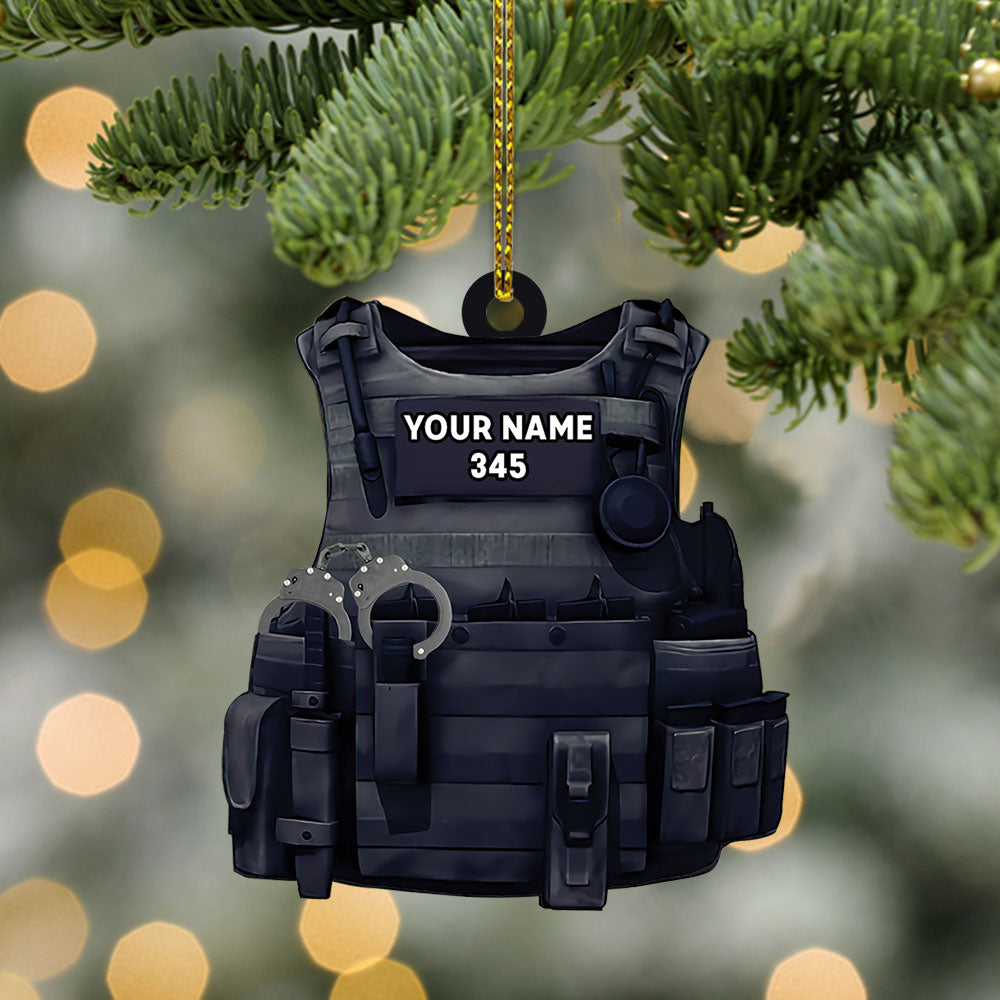 Police Custom Shaped Acrylic Ornament Two Sides Prints PHTS, Made By Acrylic And The 2 Sides Are The Same