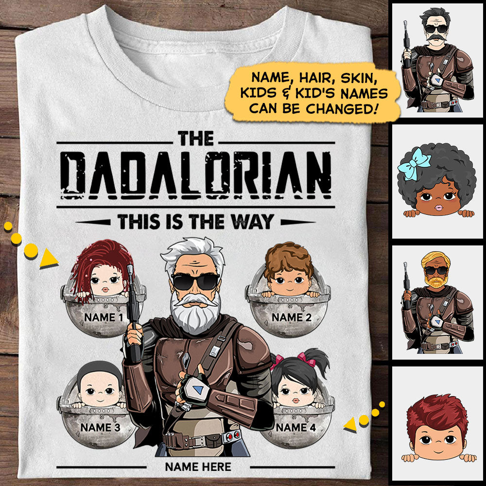 Dadalorian Personalized Shirt For Dad, Daddy Shirt, Name, Character & Kid's name can be changed, UOND