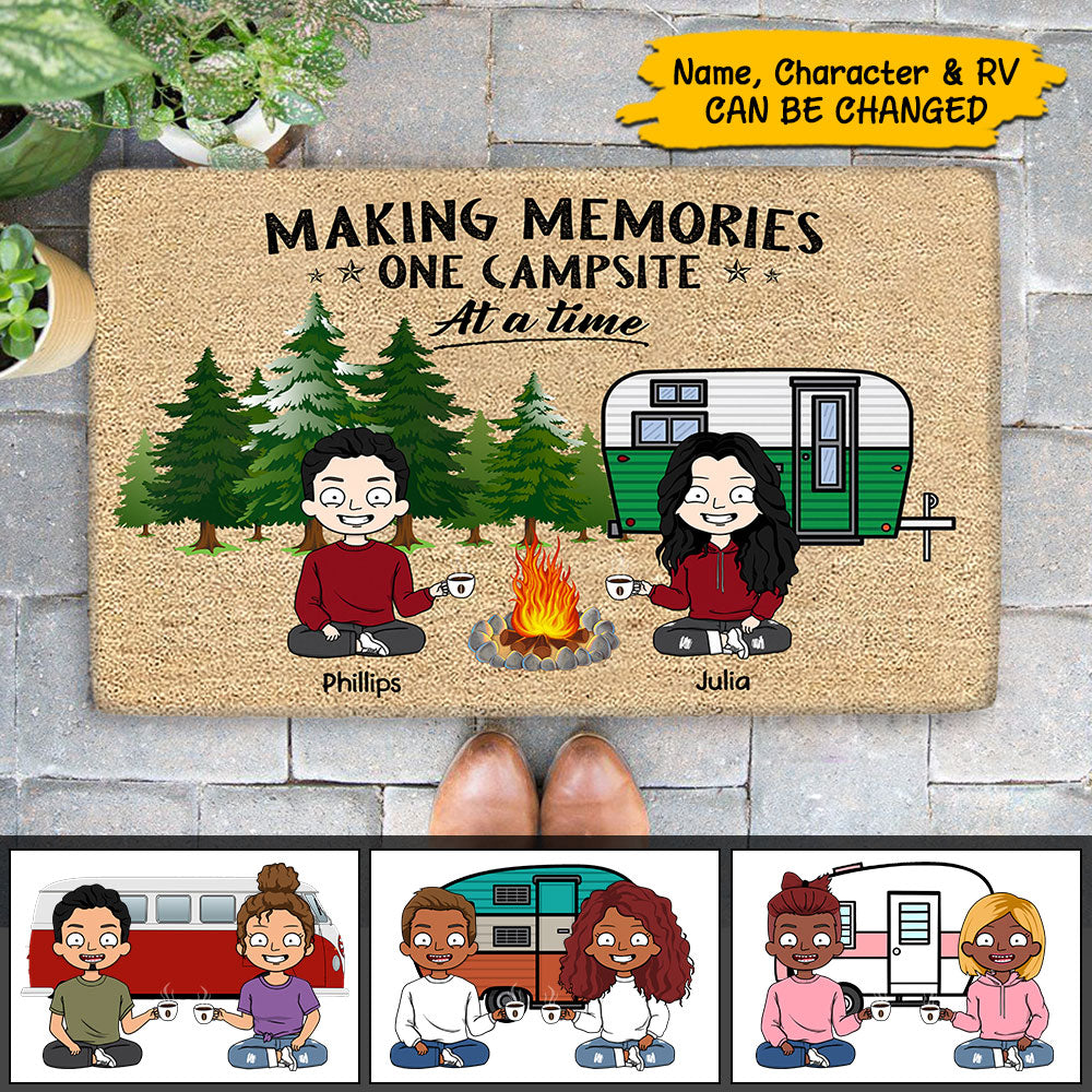 Personalized Couple Camping Doormat, Making Memories One Campsite At A Time, M0402, PHTS