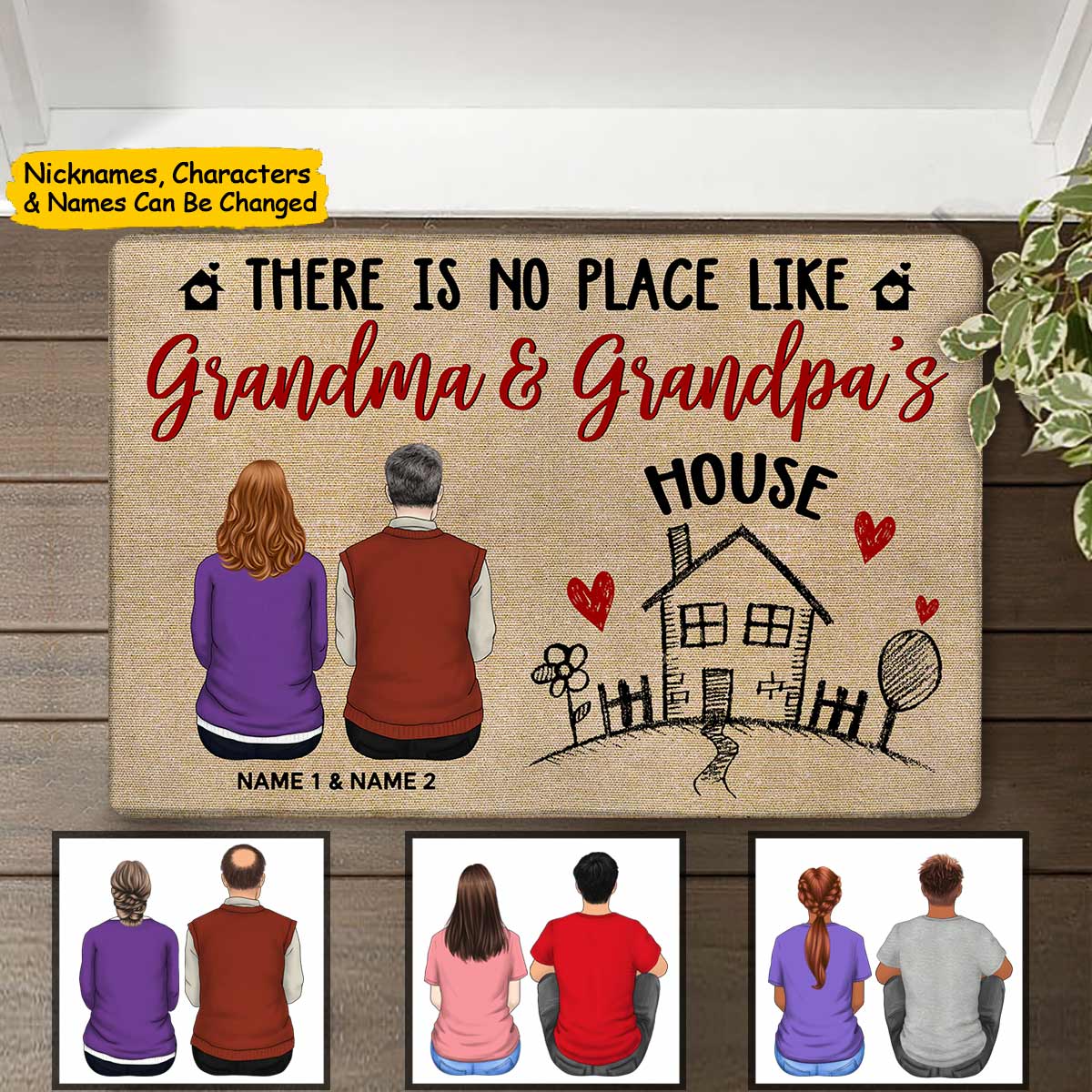 There Is No Place Like Grandma And Grandpa's House, Love Grandkids Personalized Doormat For Grandma and Grandpa HN98 DO99
