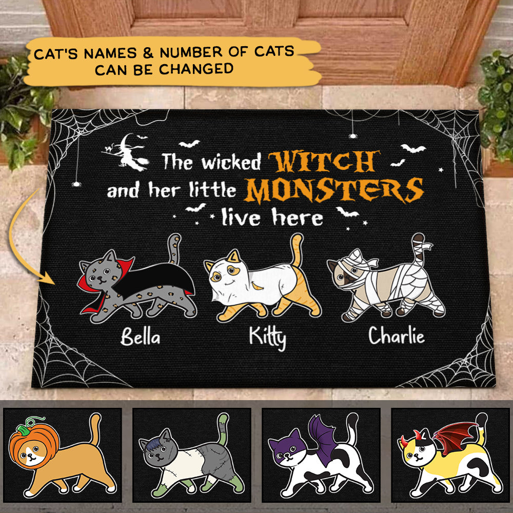 Personalized Cat Breed & Name, Custom Doormat, The Wicked Witch And Her Little Monsters Live Here, Cat Lovers, M0402, LOQN