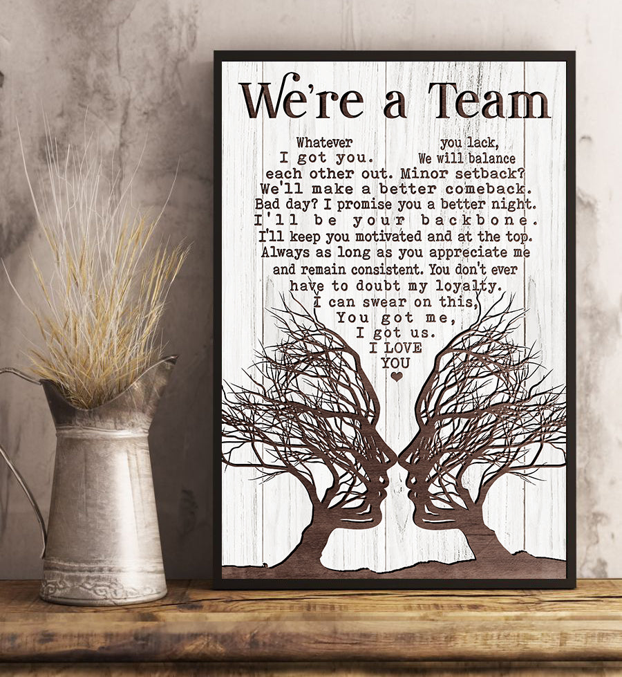 We're A Team Poster & Canvas for Couples, Couple Tree Love & Wood Art Print - HG98, DO99