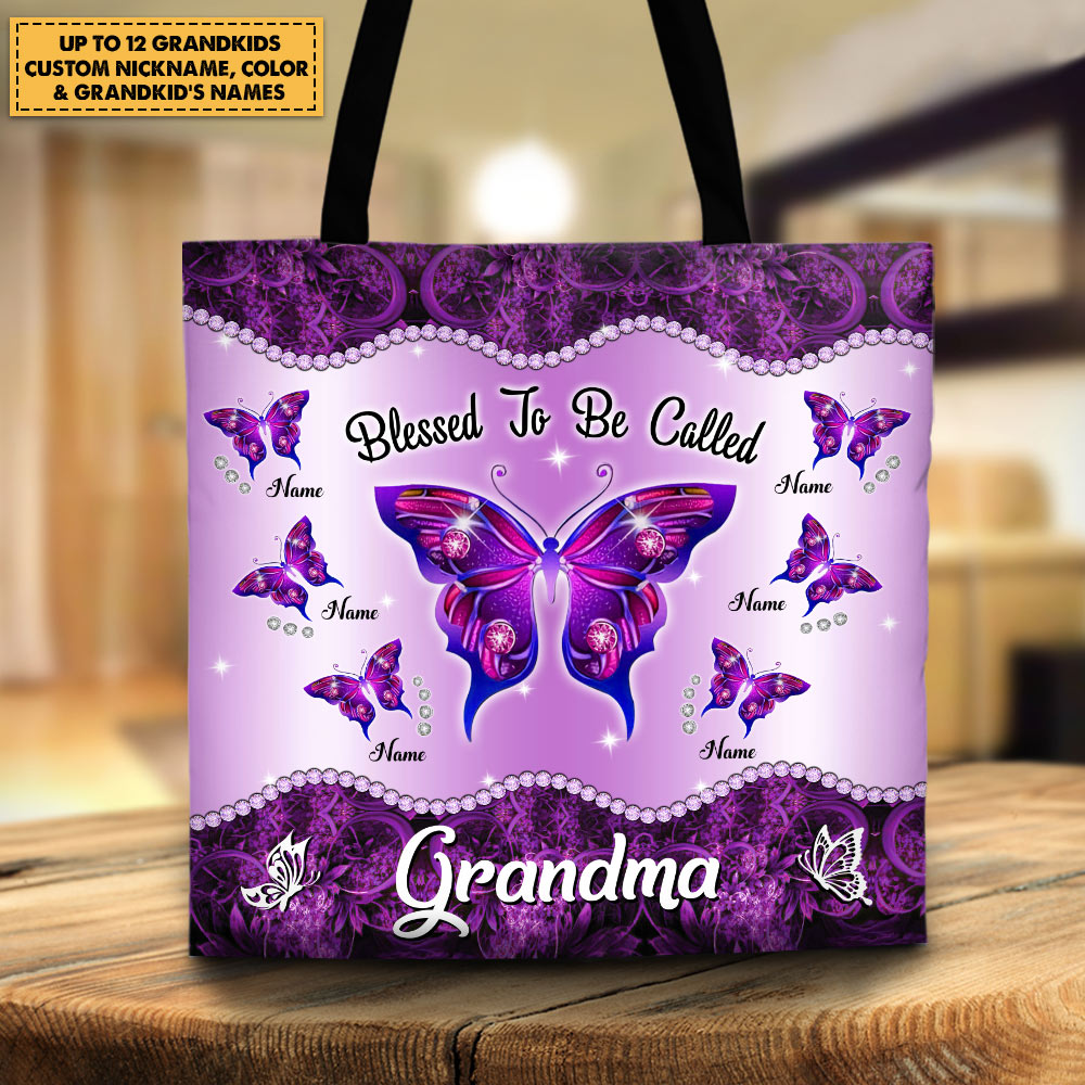 Blessed To Be Called Grandma Galaxy Butterfly Printed Personalized Tote For Grandma HN98 DO99