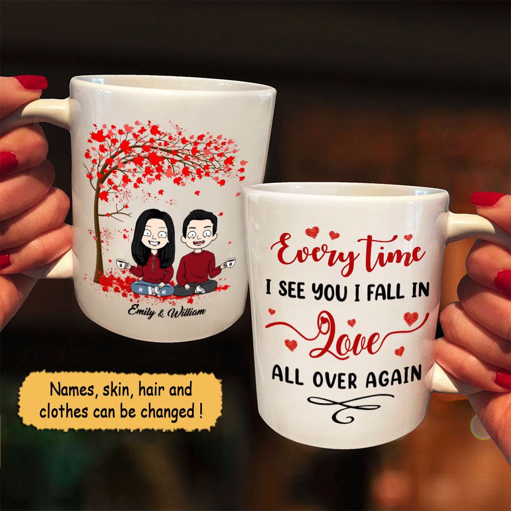 Personalized Mug For Couples, Every time I see you I fall in Love All over again , Names & Characters can be changed, HG98, UOND