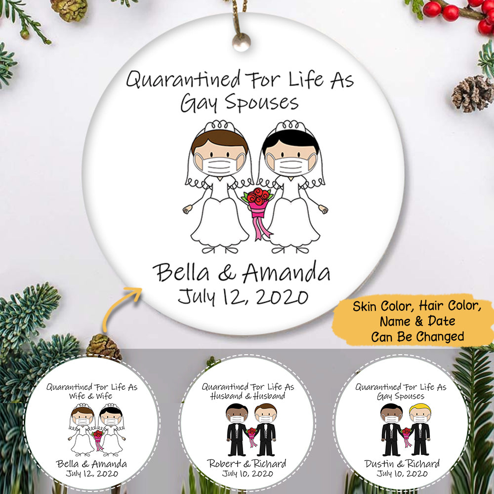 Bride And Groom Ornament, Married During Quarantine, Funny Ornament, Wedding Ornament, Just Married Ornament Special - TRHN