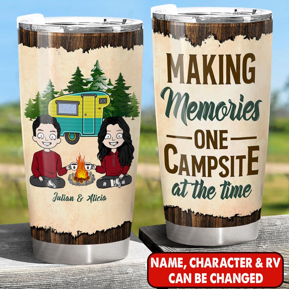 Personalized Couple Camping Tumbler, Making Memories One Campsite At A Time, M0402, PHTS