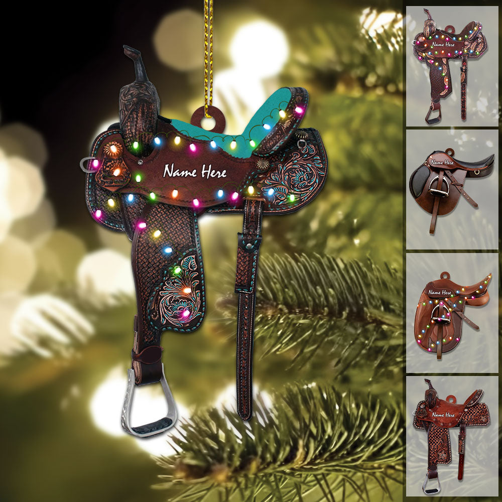 Horse Saddle, Personalized Flat Ornament For Horse Lovers, Cowboy Cowgirl, Name & Saddle Color can be changed, Made by Acrylic and Two Sides are the Same, HG98, TRHN