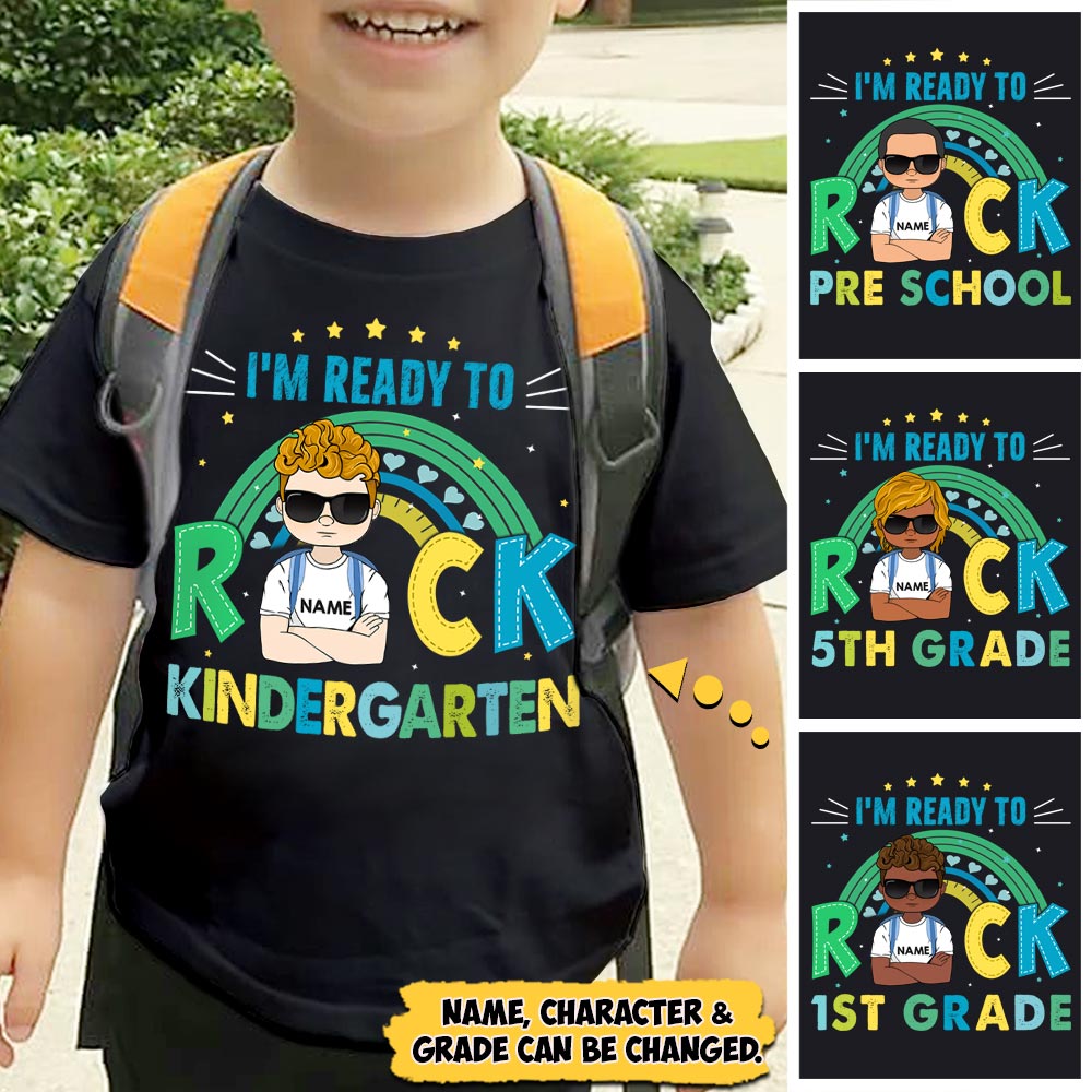 I'm Ready To Rock Kindergarten Back To School Personalized Shirt For Kid (BOY VER), HN98, HUTS