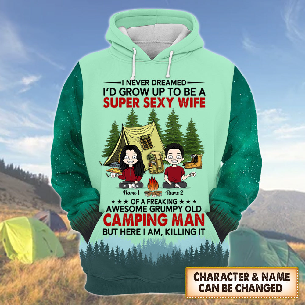 Personalized Couple Camping All Over Print Shirt, Camping Lady & Camping Man, M0402, TRHN