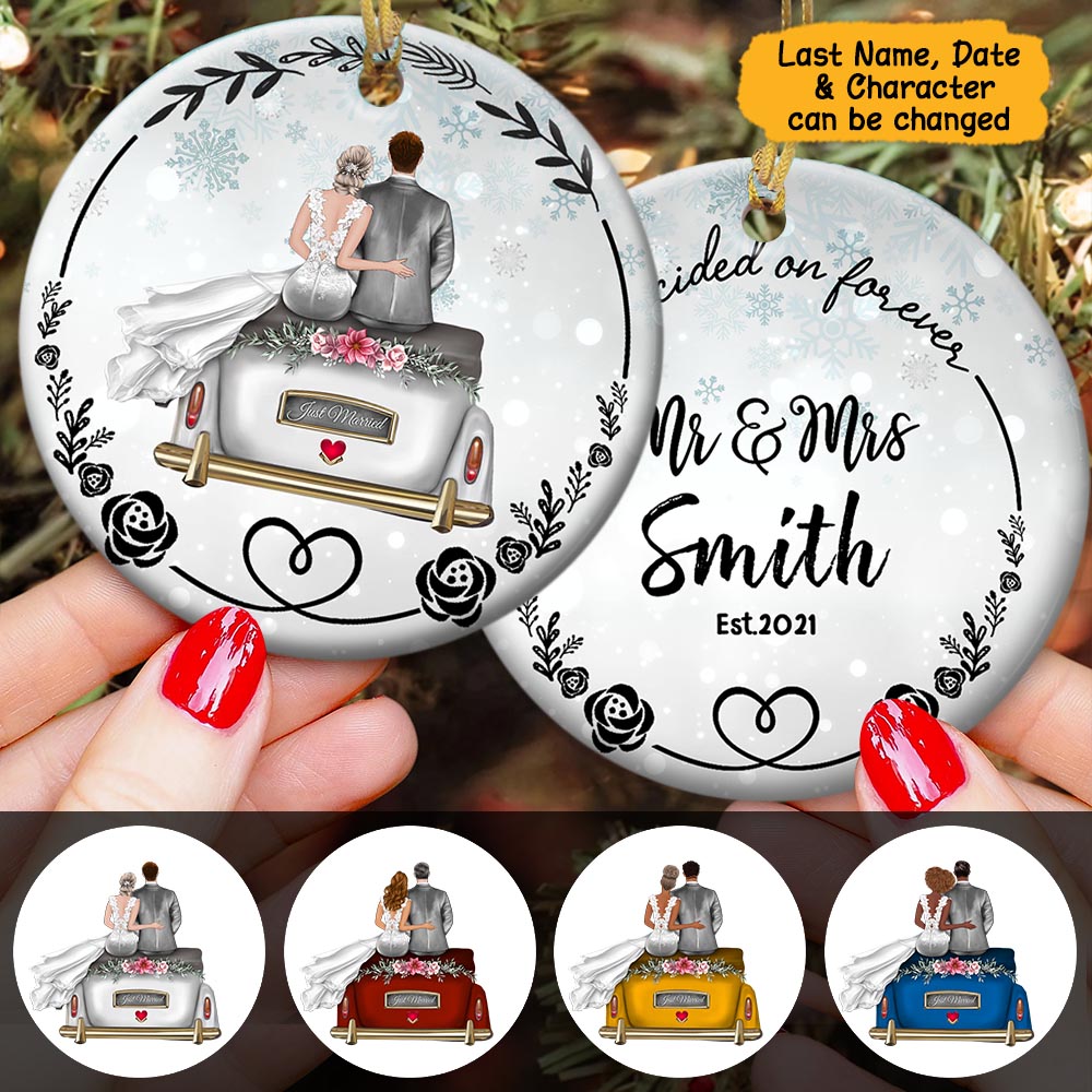 Custom We Decided On Forever Two-Side Printed Ornament, Christmas Gift, Anniversary Gift, Wedding Gift, Last Name, Date & Character Can Be Changed HG98 PHTS