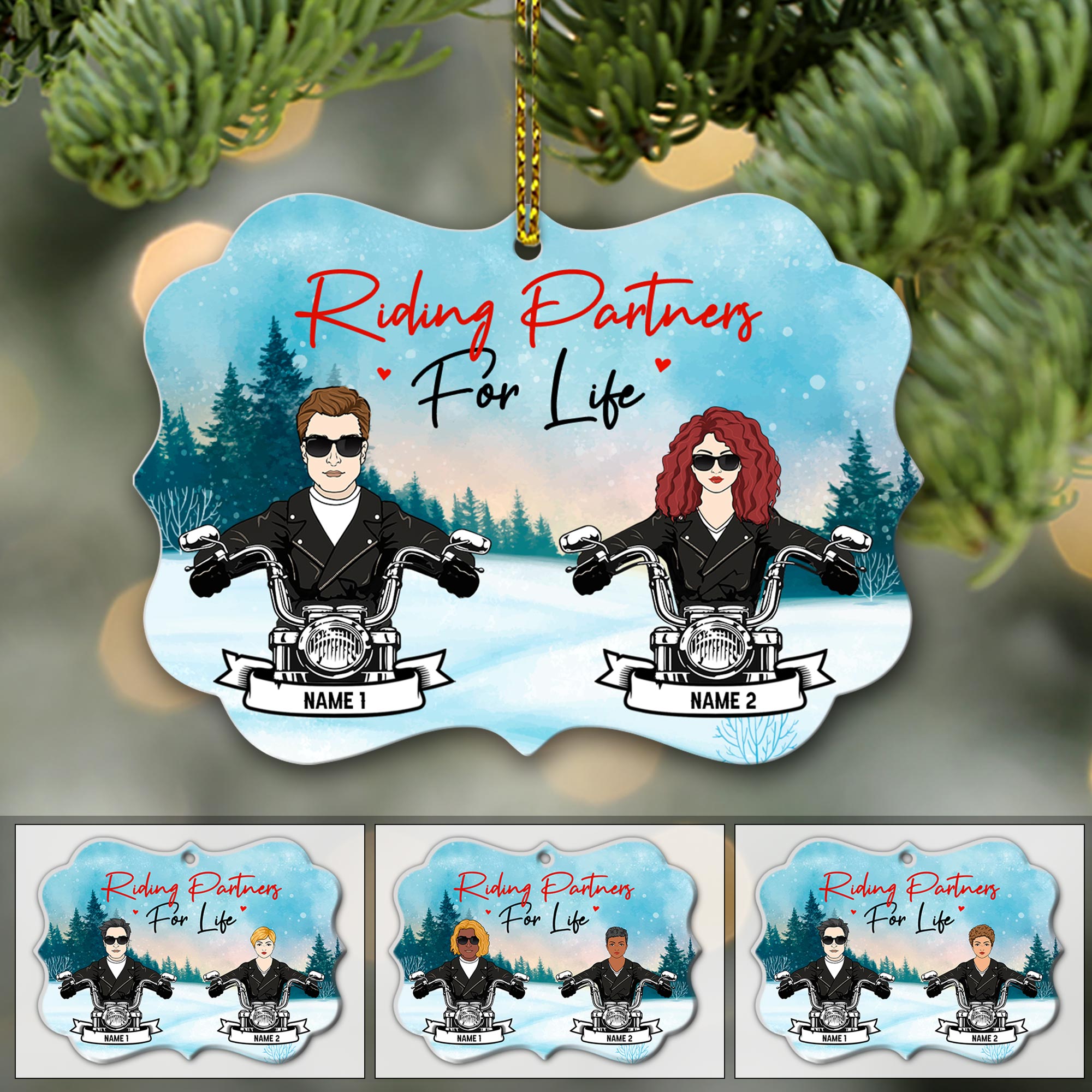 Riding Partners For Life Winter Christmas Personalized Ornament For Biker Couple HN98 TRNA