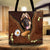 German Shepherd Holding Daisy, Printed Leather Pattern, Tote Bag For Dog Mom, Dog Lovers, M0402 DO99