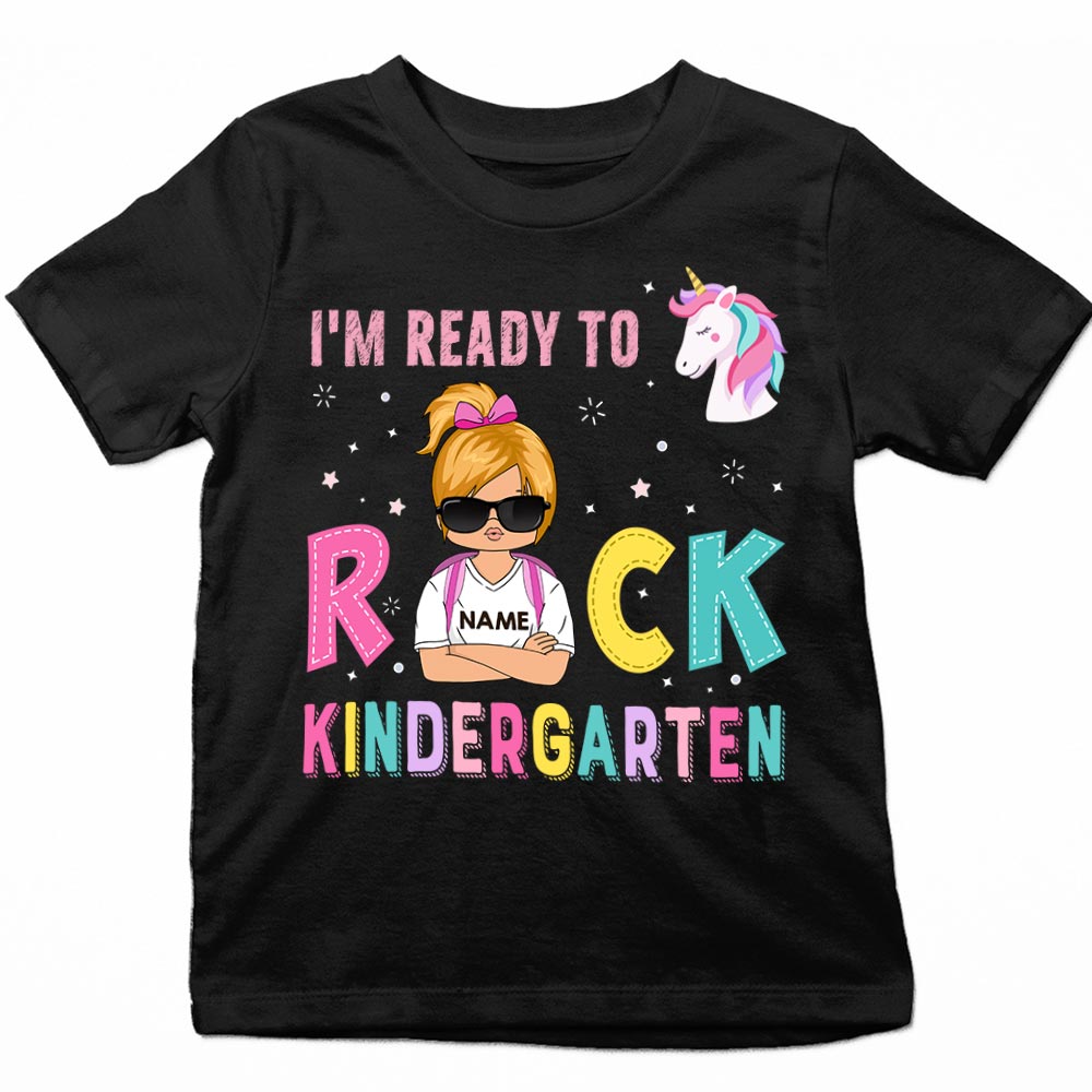 I'm Ready To Rock Kindergarten Unicorn Back To School Personalized Shirt For Kid (GIRL VER), HN98, HUTS