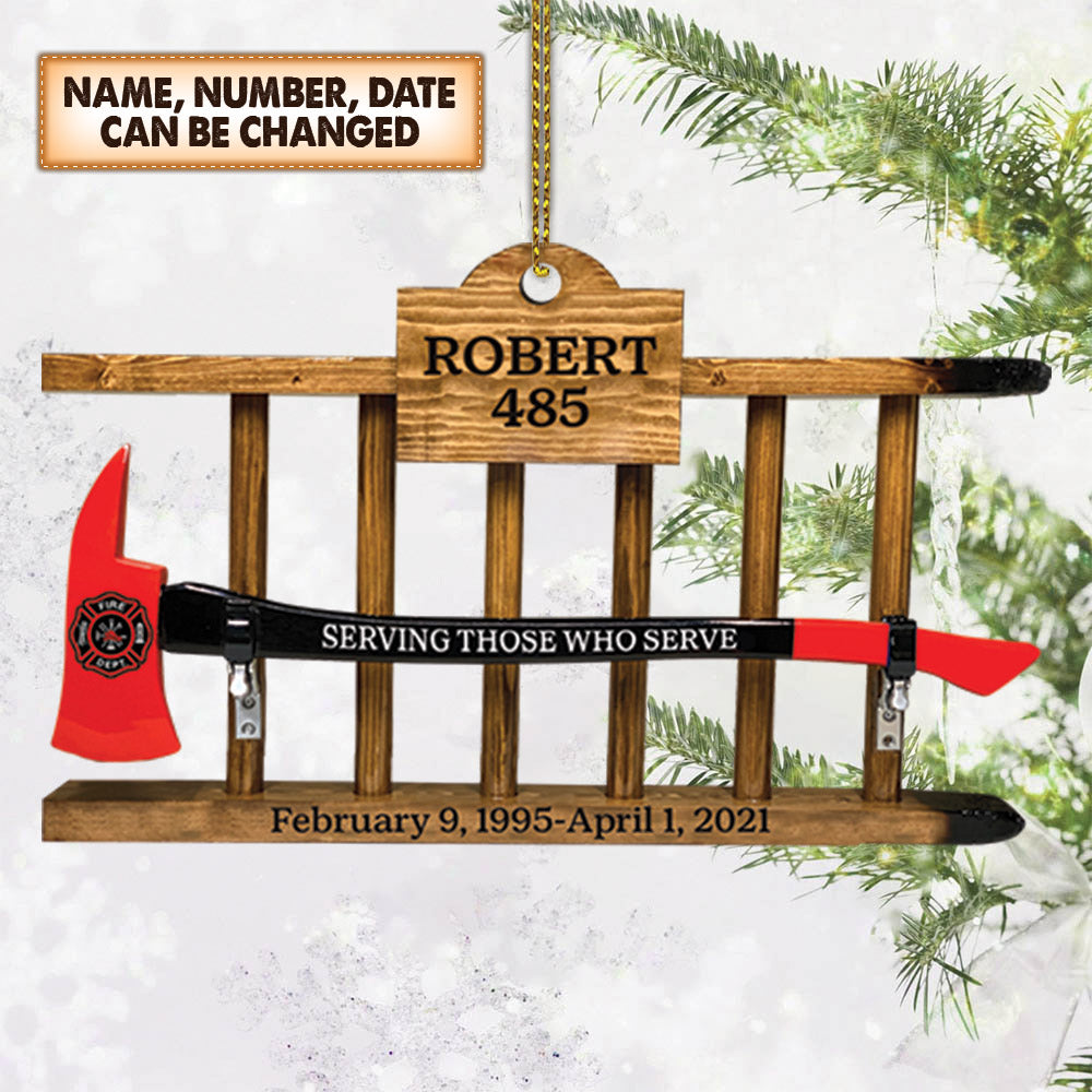 Firefighter Retirement Axe and Ladder Gift, Custom Cut Shaped Acrylic Ornament Two Sides Print, M0402, TRHN, Made By Acrylic And The 2 Sides Are The Same