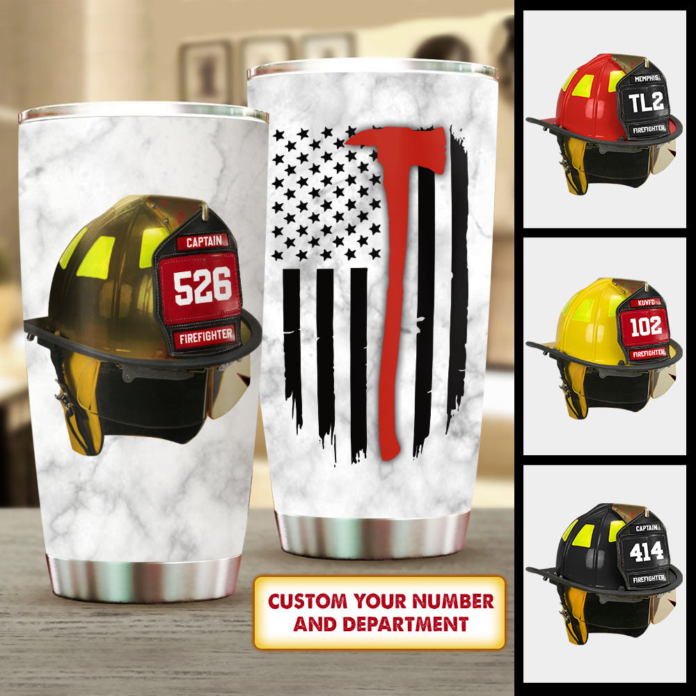 Firefighter's Helmet, Personalized Tumbler, Custom Helmet and Number, M0402, UOND
