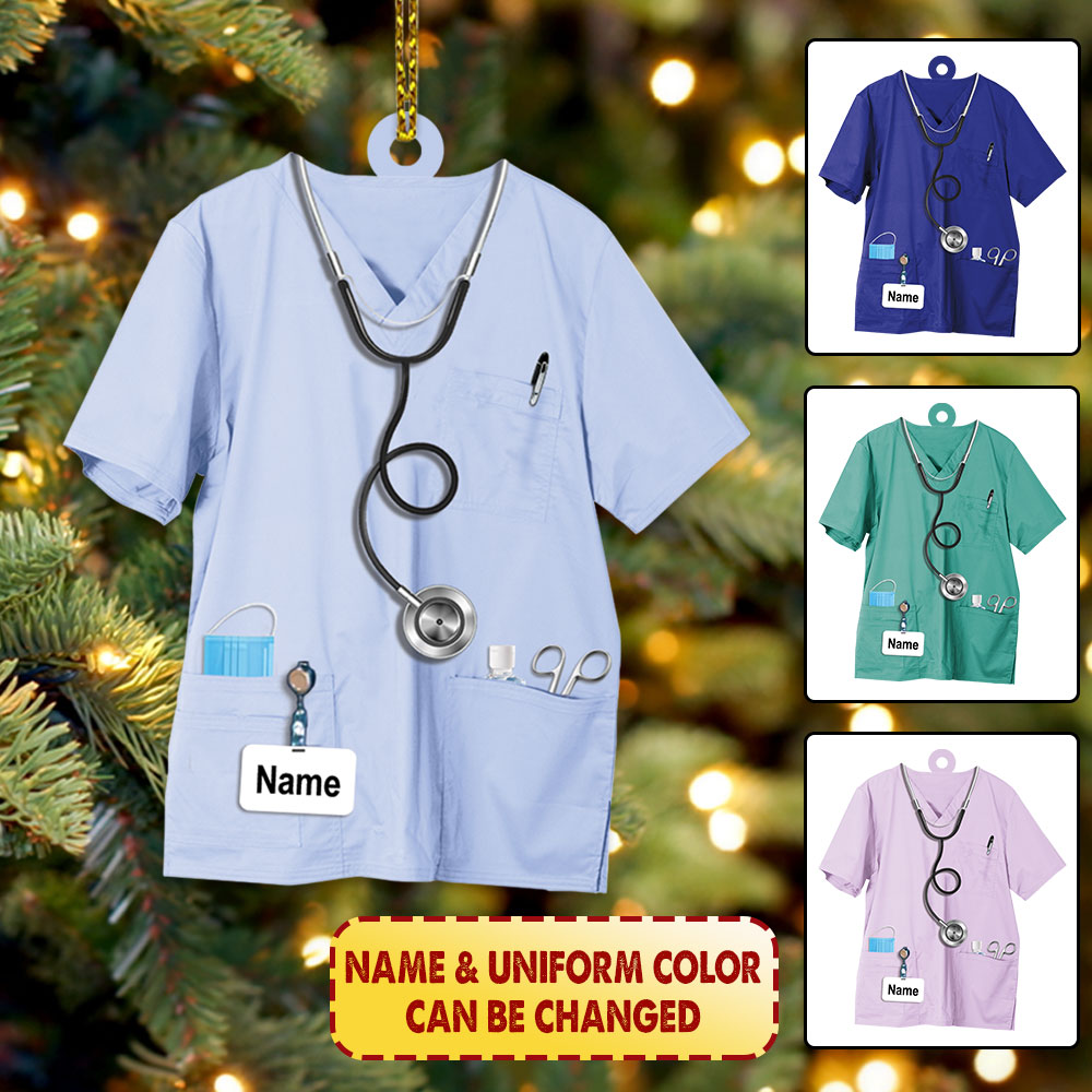 Nurse Uniform Custom Shaped Acrylic Ornament Two Sides Print, Christmas Gift, Name & Uniform Color can be changed, HG98, PHTS, Made By Acrylic And The 2 Sides Are The Same