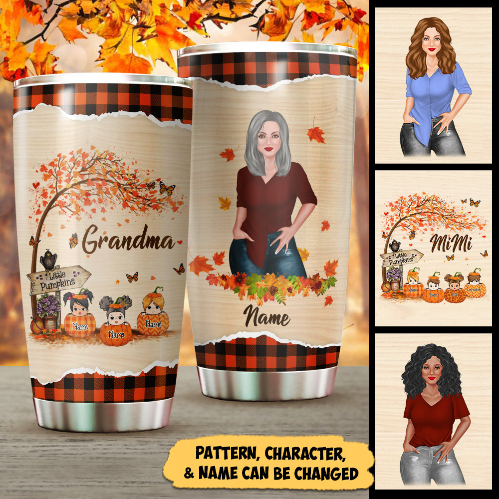 Mimi's Little Pumpkins and Mimi Autumn Vibe Personalized Tumbler For Grandma, HN98, LOQN