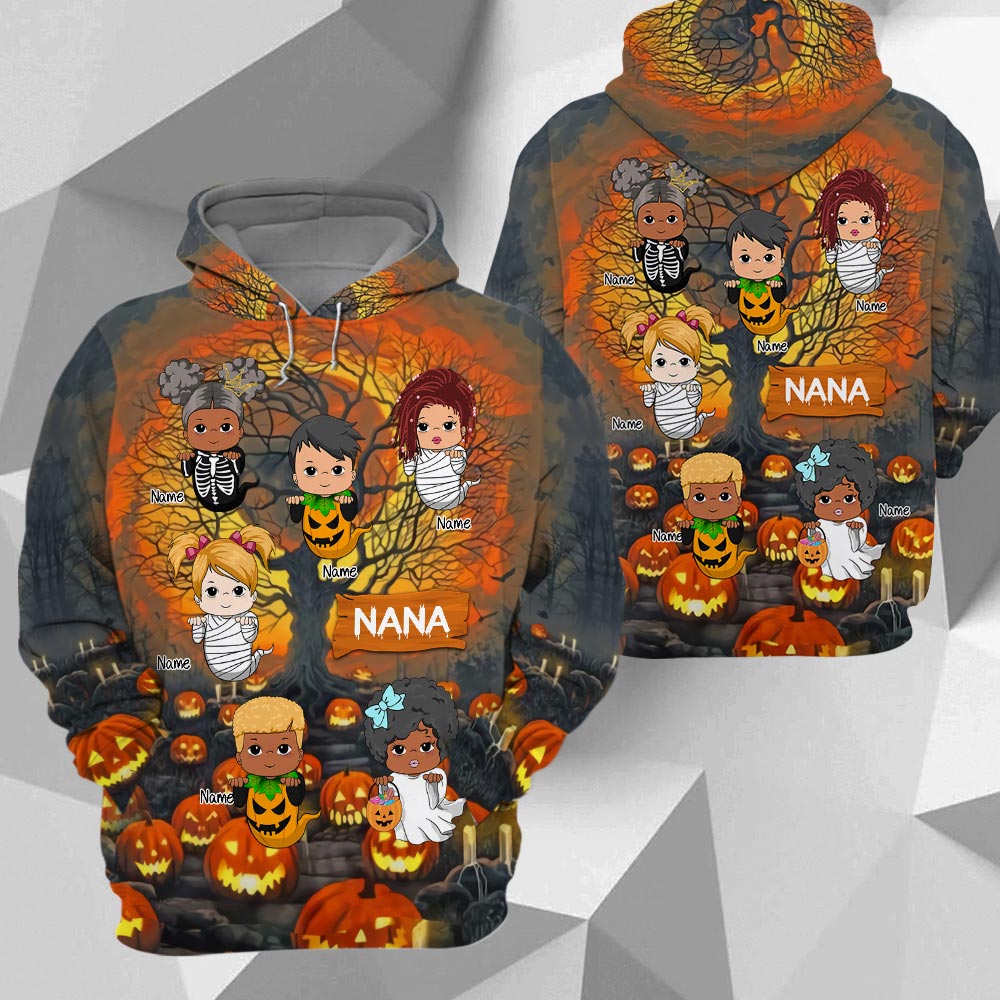Little Ghouls Just Wanna Have Fun Halloween Grandma Personalized All Over Print 3D Shirts, PHTS