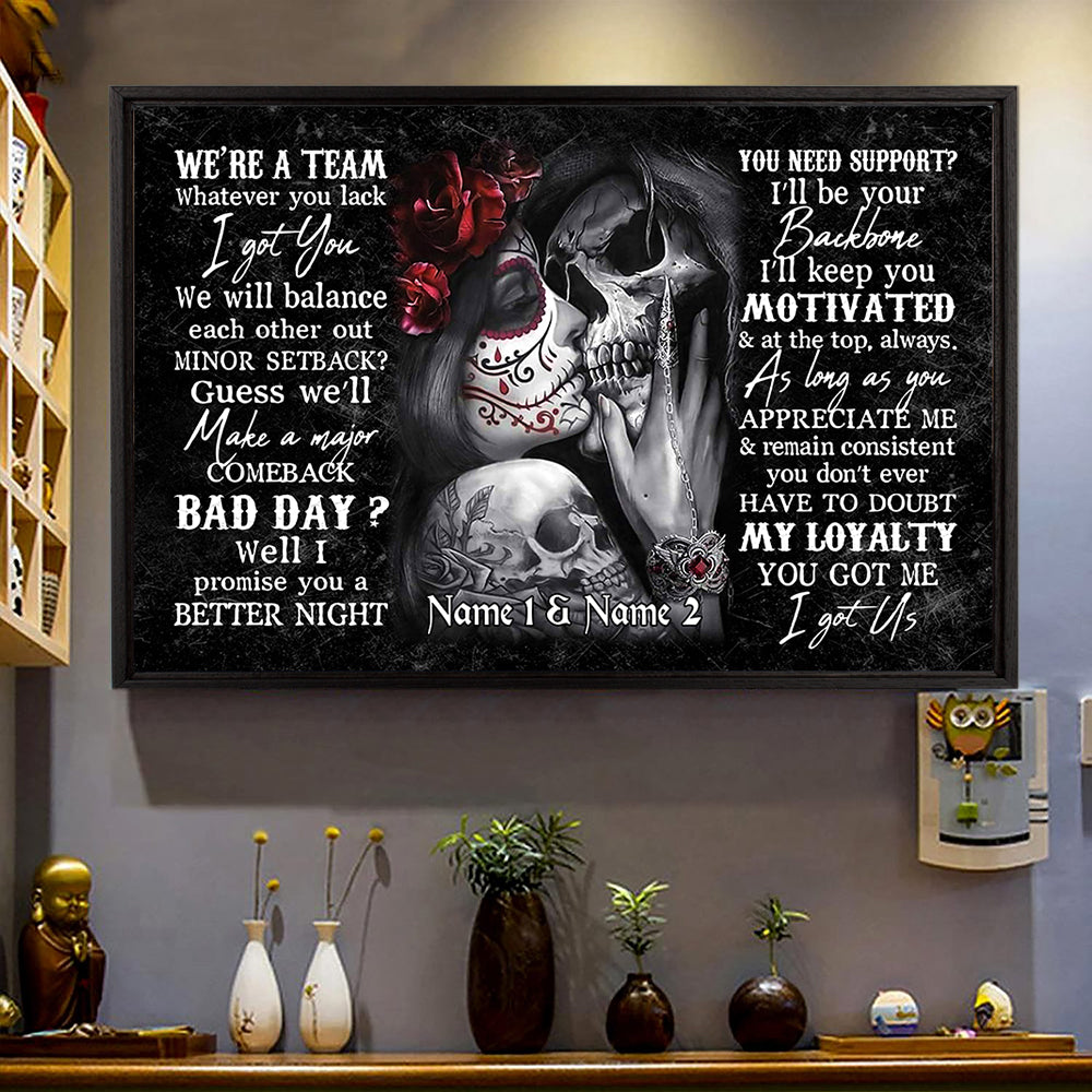 You & Me We Got This, We're Team, Art Skull Couple Poster & Canvas, Perfect Gift for Couples - HG98 - UOND