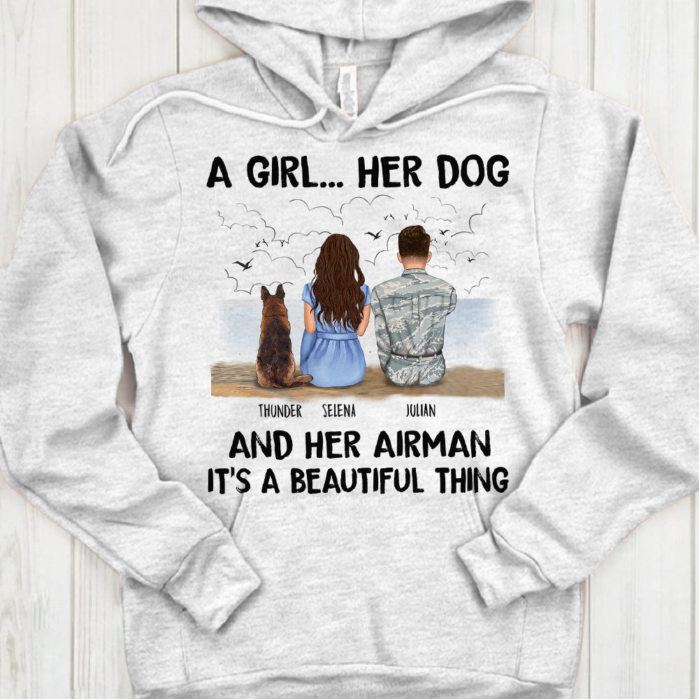 Custom A Girl... Her Dog And Her Military It's A Beautiful Thing - Gifr for Dog Lover PHTS