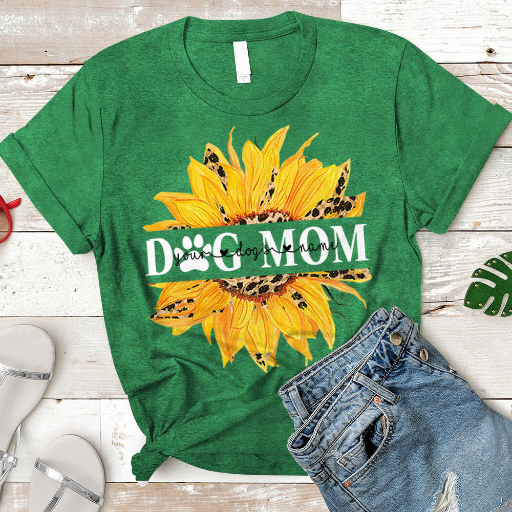 Dog Mom Sunflower T-shirt - Personalized Dog's Names T-shirt