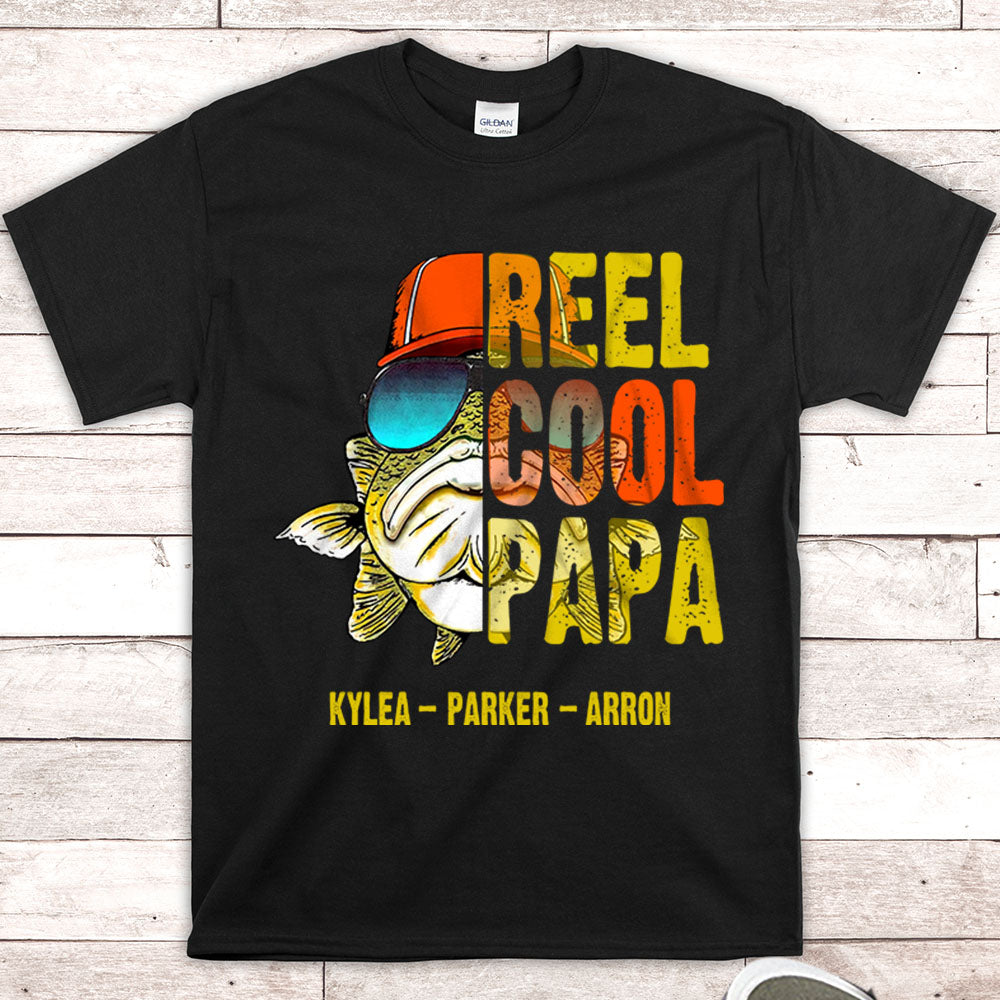 Reel Cool Papa Shirt, Nickname & Grandkid's Name Can Be Changed