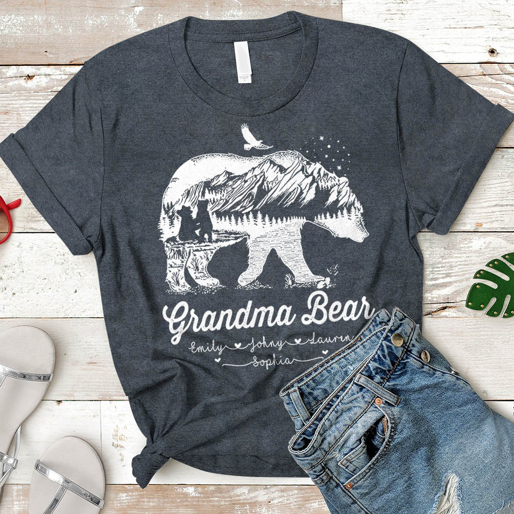Grandma Bear T Shirt , Mom T Shirts , Nickname & Grandkid's Names Can Be Changed - HUTS