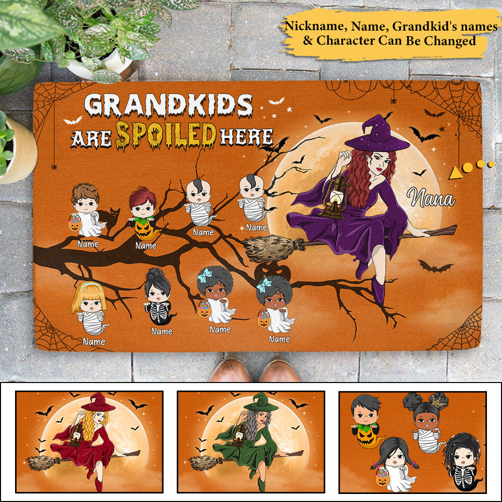 Grandkids Are Spoiled Here Grandma Witch And Her Little Boo Personalized Doormat For Grandma, HN98, LIHD