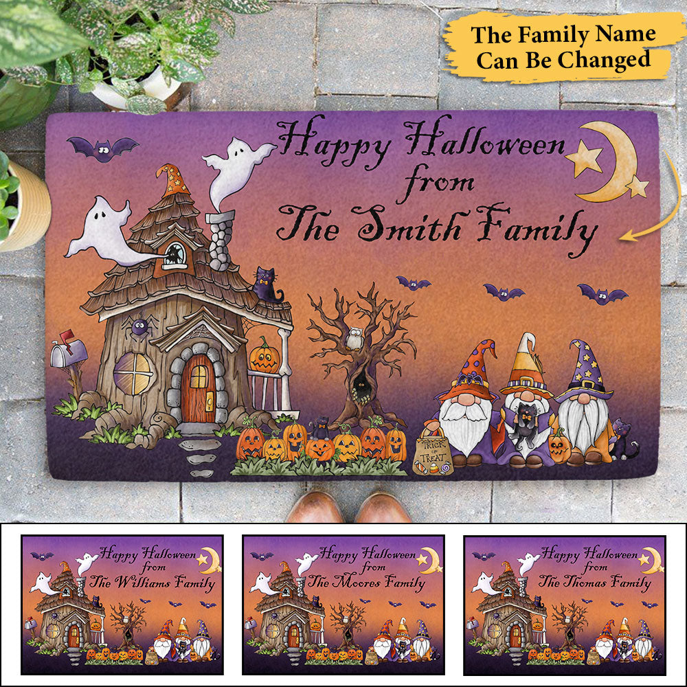 Happy Halloween From The Family Personalized Doormat, LIHD
