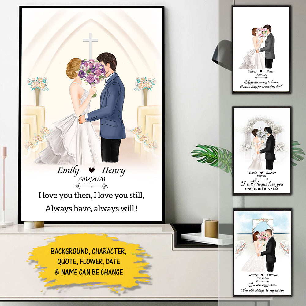 Happy Wedding - Couple Kiss Wife Husband Anniversary Gift For Couple Poster - HG98