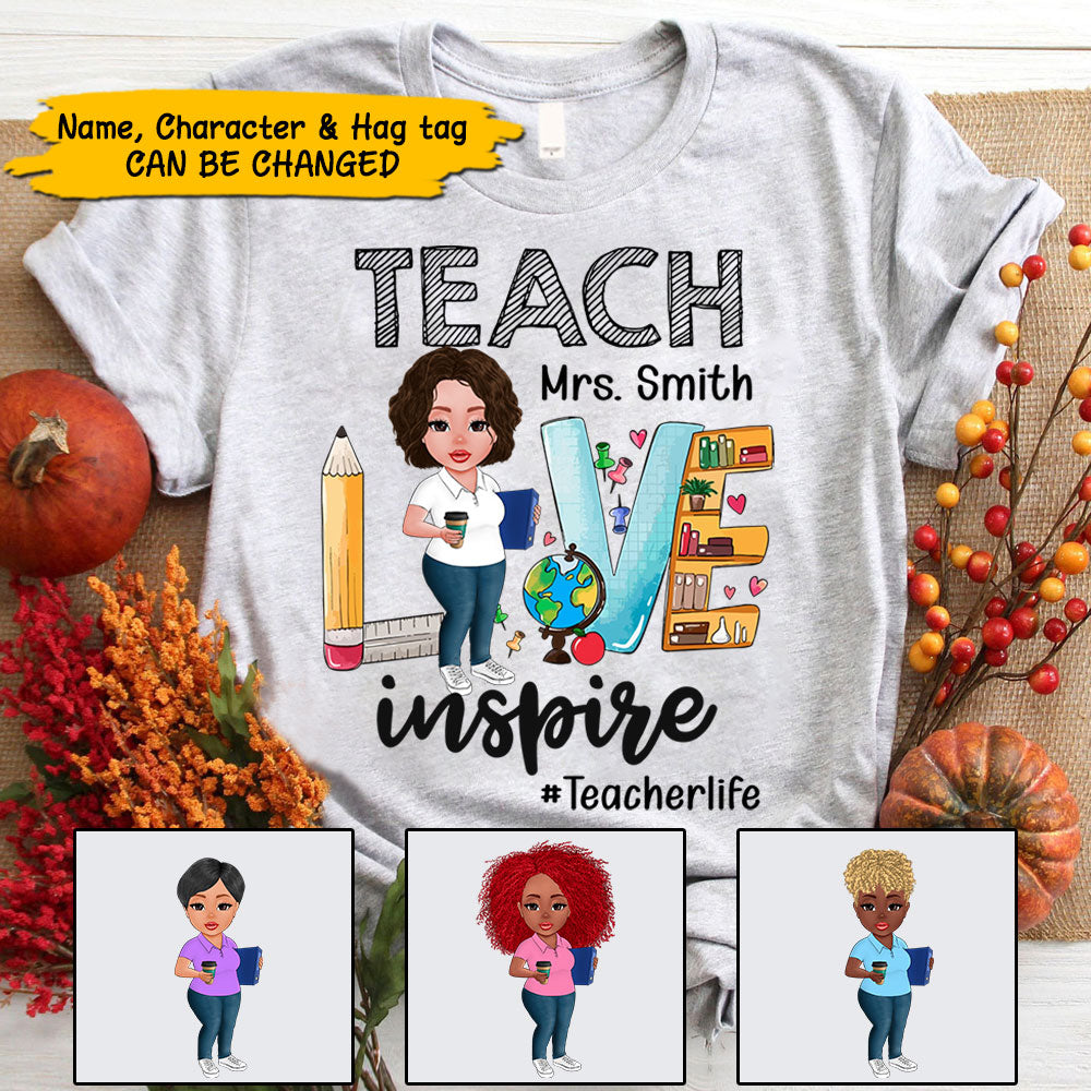 Teach Love Inspire Cute Back To School Personalized Shirt For Teacher Vr2, PHTS