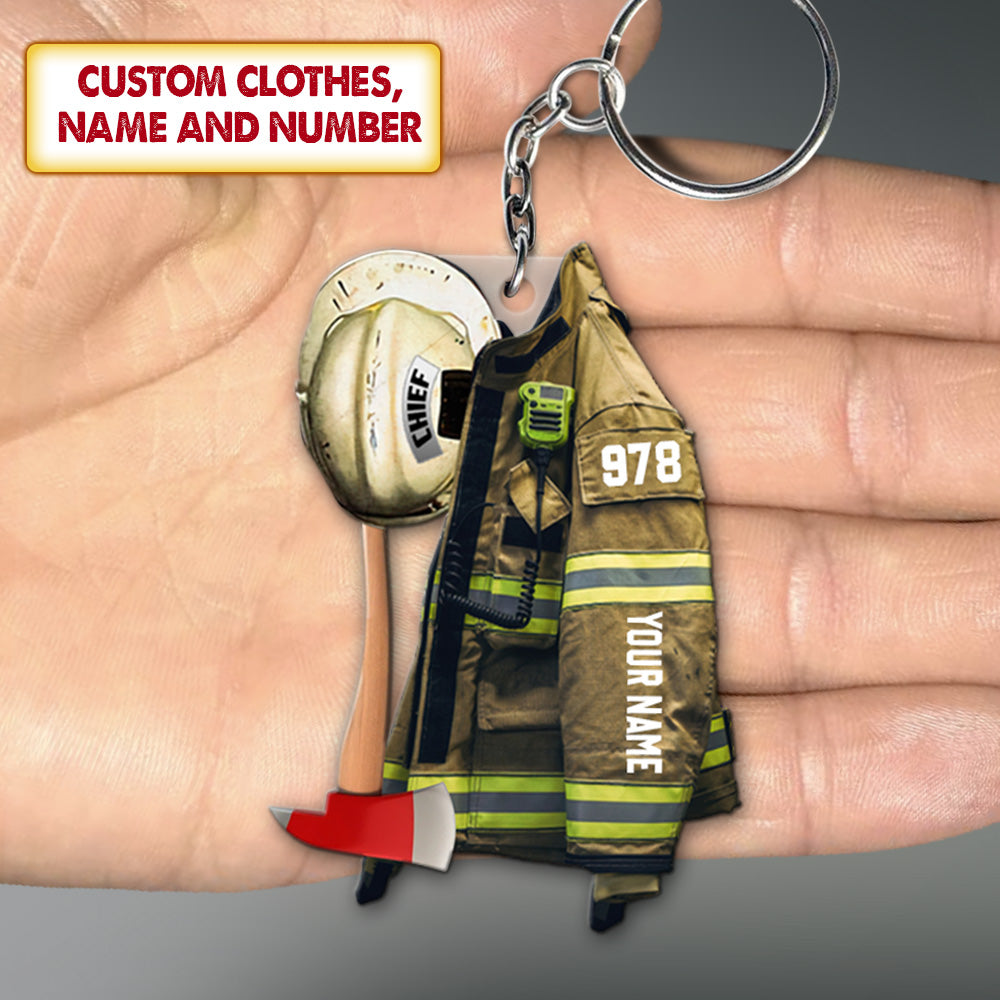 Firefighter Armor & Helmet, Personalized Flat Acrylic Keychain, M0402, UOND