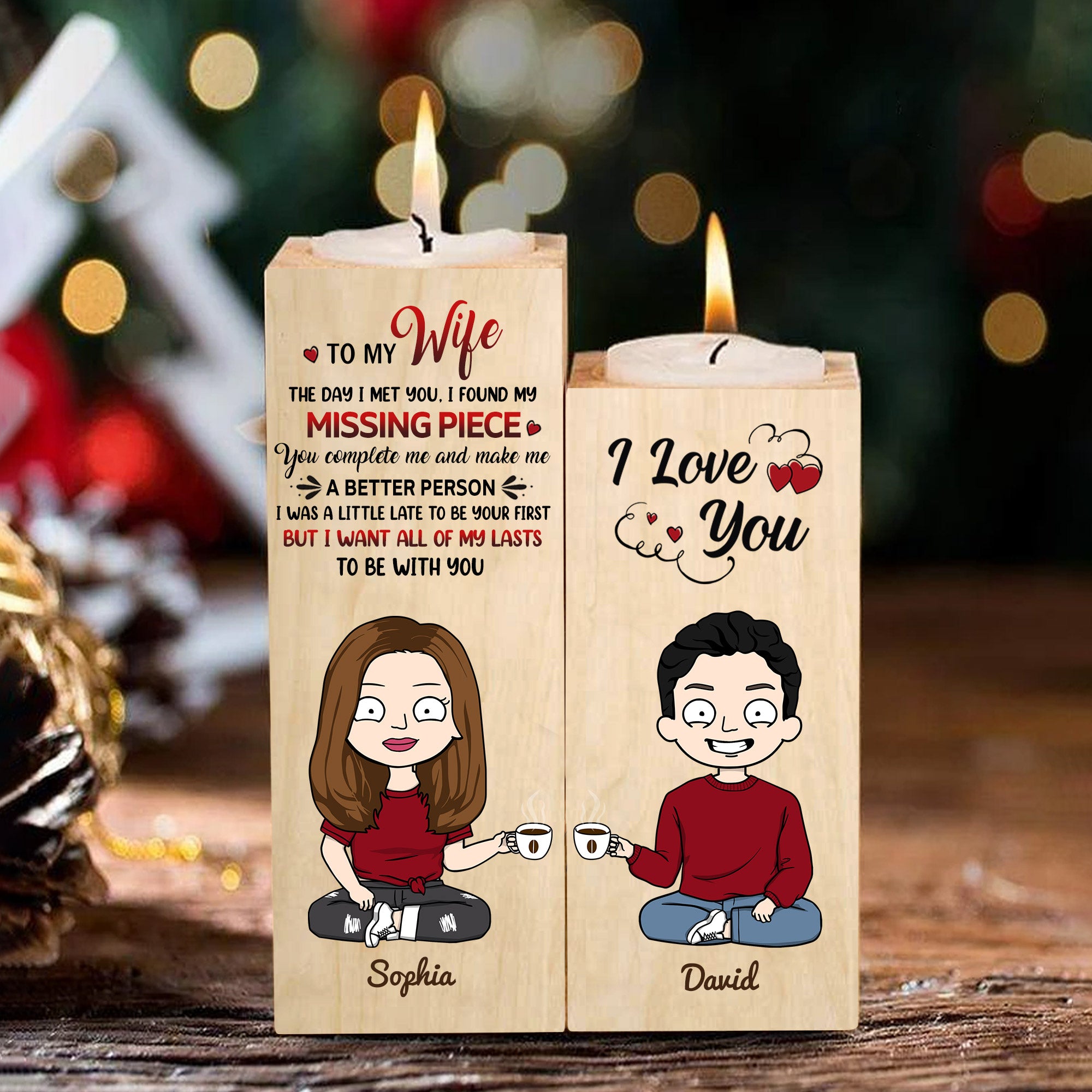 Personalized Candle Holder For Couples, The Day I Met You, I Found My Missing Piece, Names & Characters can be changed, HG98, LIHD