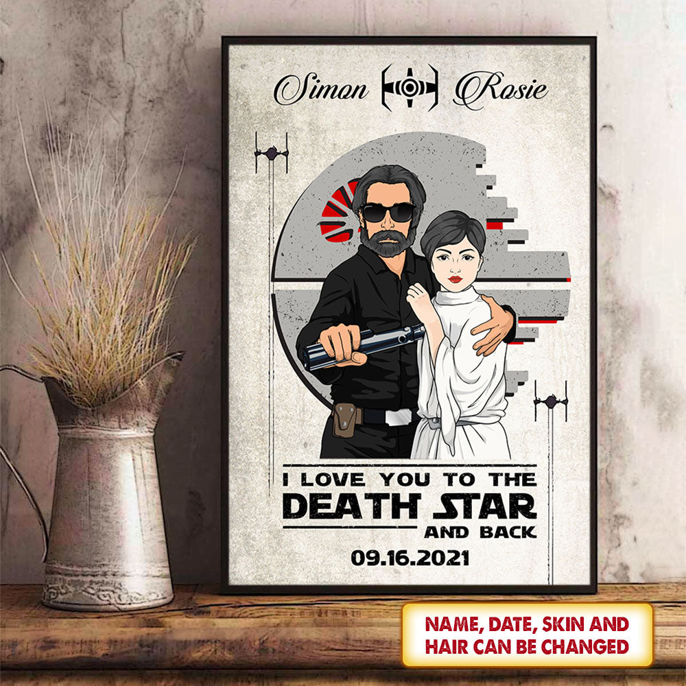 I Love You To The Death Star And Back Personalized Poster Canvas For Couple Valentines Day, UOND