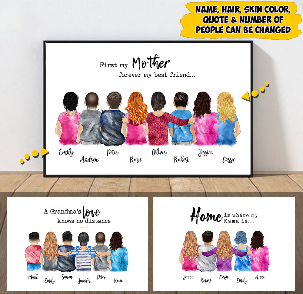 Personal Mother's Hug Mom/Daughters/Sons, Sisters/Brothers Poster Canvas, Perfect Gift for Mother's day, UOND