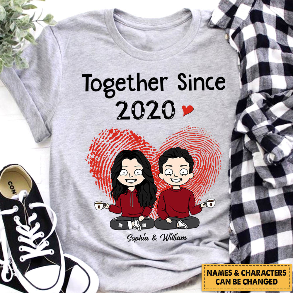 Personalized Shirt For Couples, Together since 2020, Fingerprint Couple, Names & Characters can be changed, HG98, HUTS