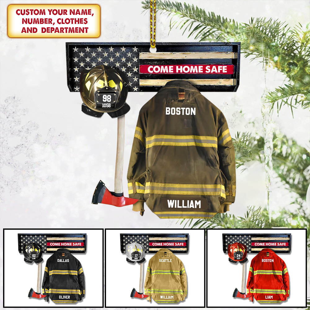 Come Home Safe Vr2, Firefighter Armor Custom Cut Shaped Acrylic Ornament Two Sides Print, M0402, UOND, Made By Acrylic And The 2 Sides Are The Same