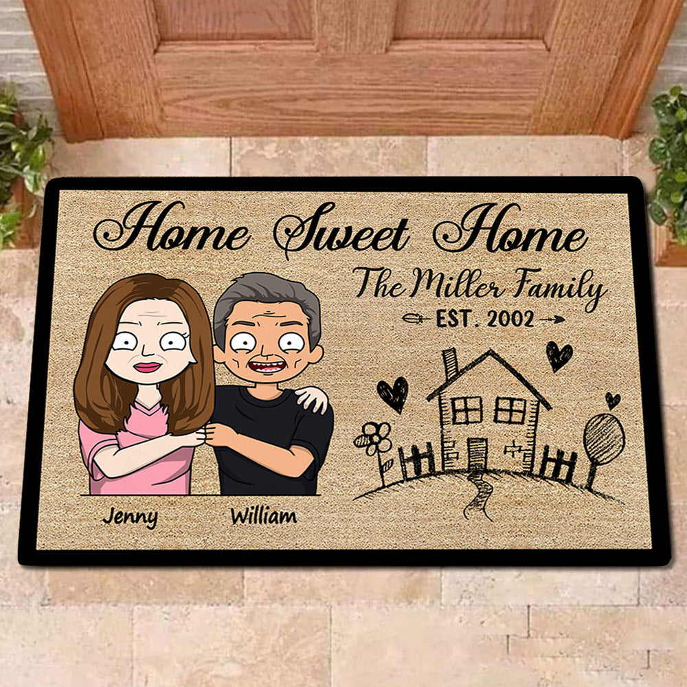 Personalized Doormat For Couples, Home Sweet Home, Name, Year & Characters Can Be Changed Hg98 TRNA