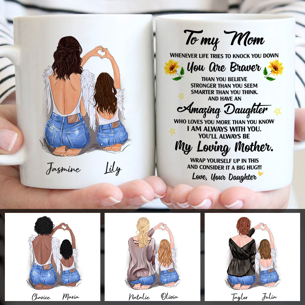 Personalized To My Mom Whenever Life Tries To Knock You Down Mug, Gift For Mom From Daughter - PHTS