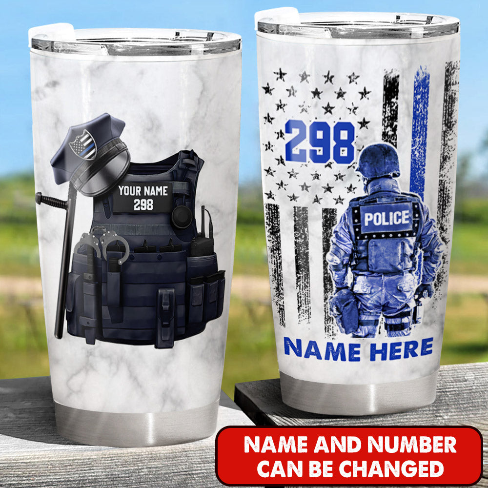 Personalized Police Bulletproof Thin Blue Line Tumbler For Police, UOND